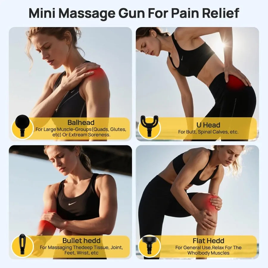 Mini Massage Gun Deep Tissue Percussion Massager With 4 Attachments