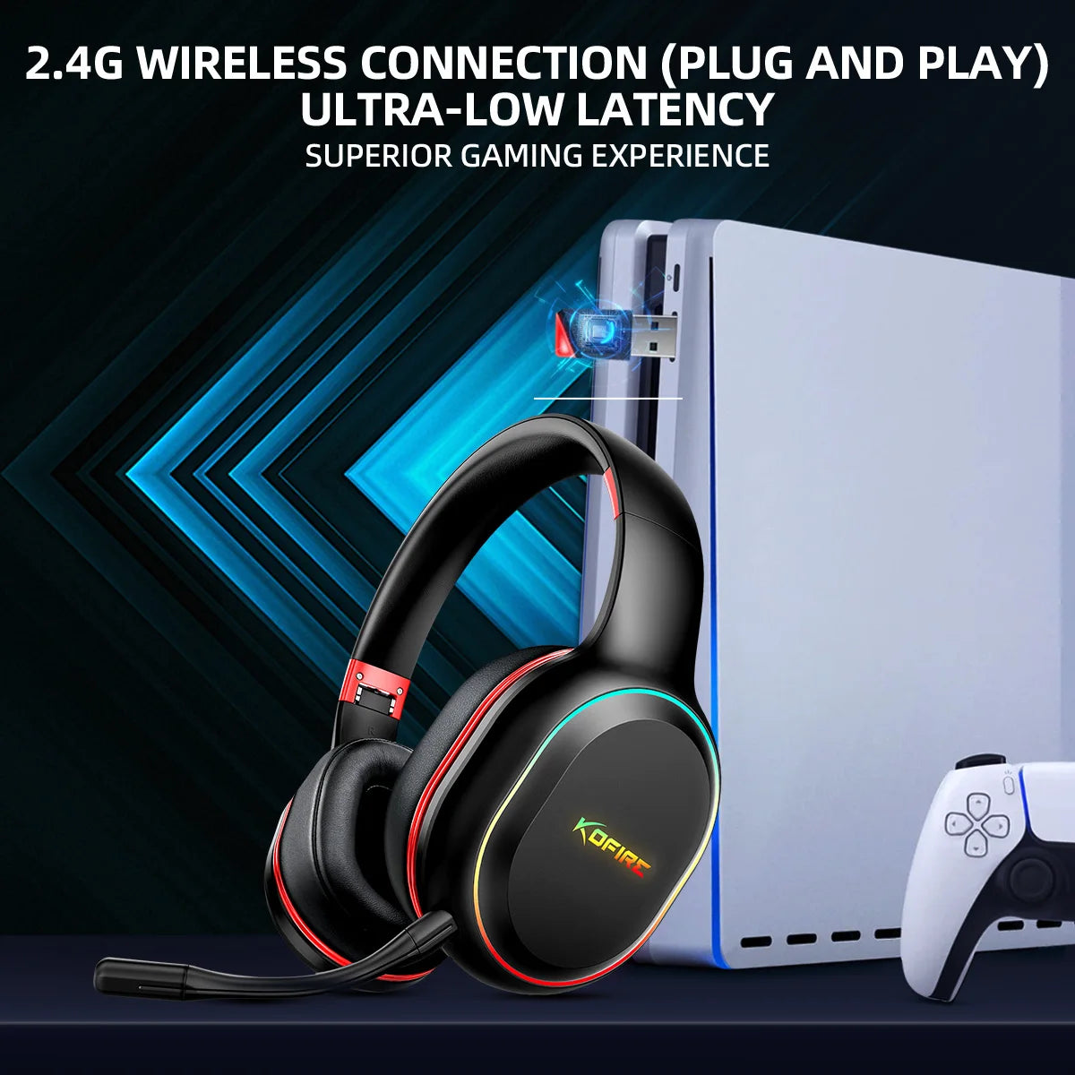 Picun UG05 Gaming Headphones Wireless Headset BT5.0 With Mic