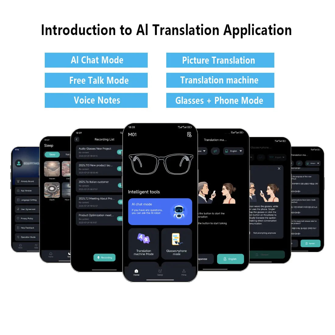 Giinova Smart Translation Glasses With Open Ear Audio HD Calls