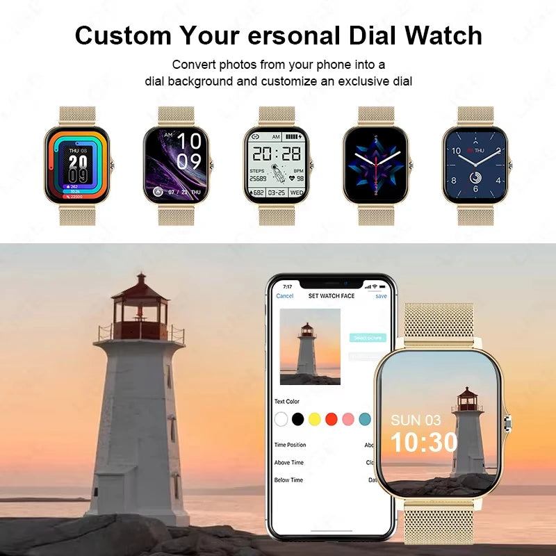 LAXASFIT Smartwatch Bluetooth Calling Heart Rate Monitor Android iOS