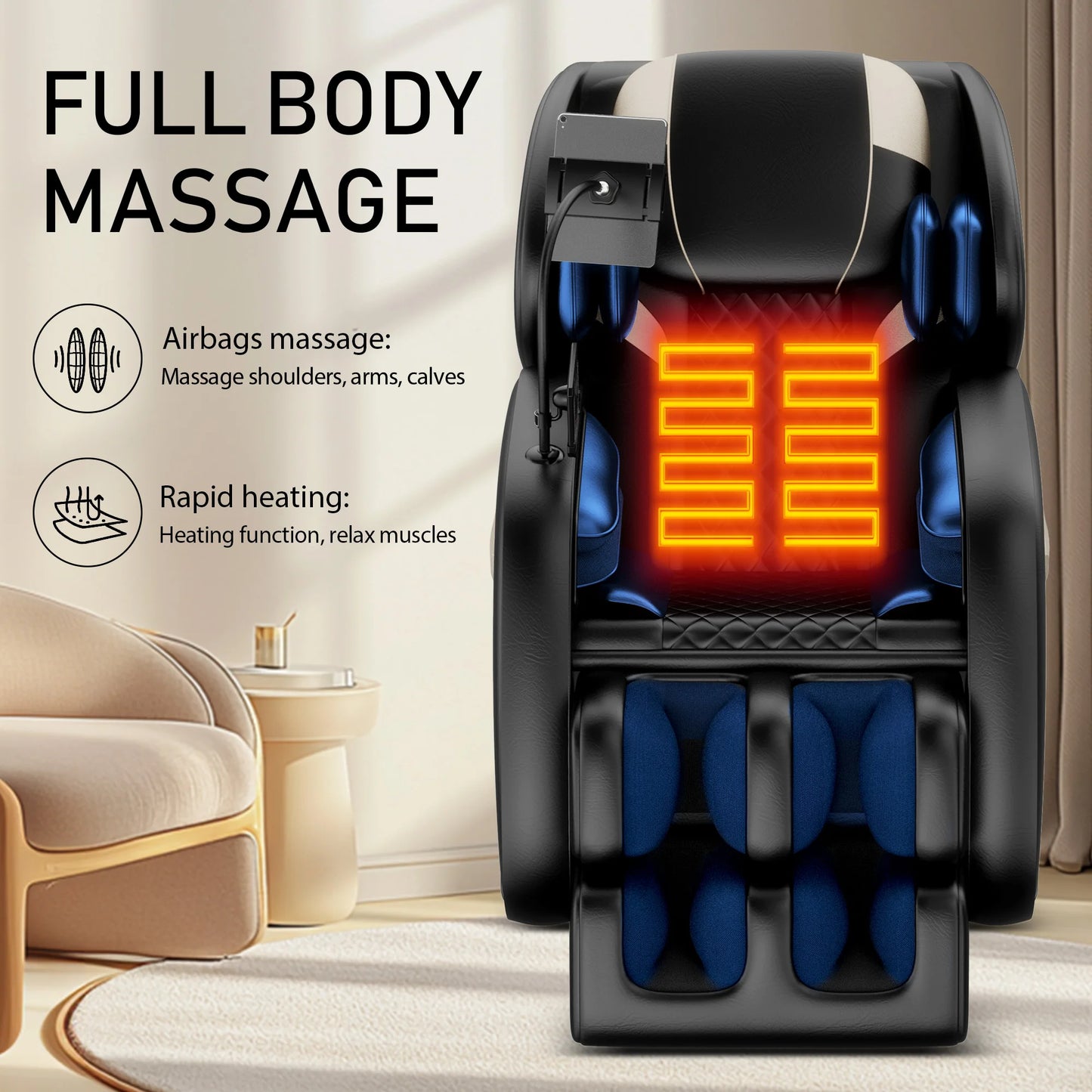 BILITOK Zero Gravity Full Body Massage Chair With Heating Airbags Touch Screen
