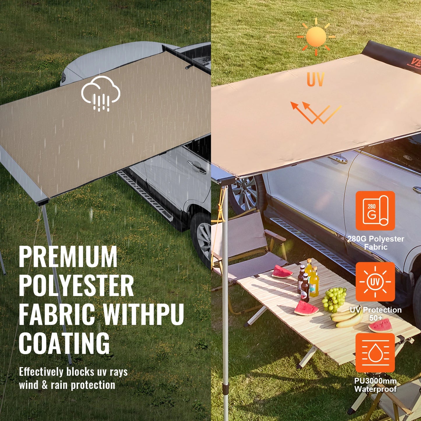 SucceBuy Vehicle Awning Retractable Car Side Shelter For Campers