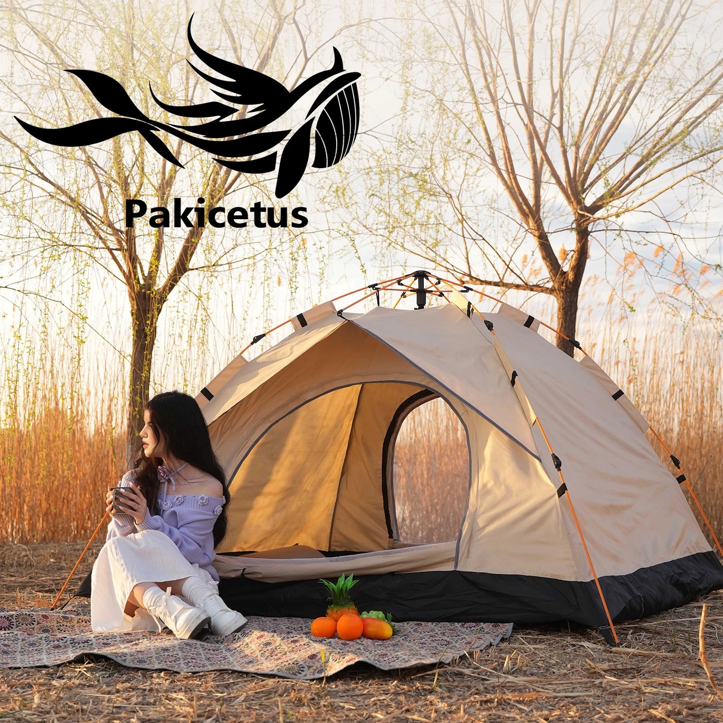 Pakicetus Windproof Camping Tent Easy Setup for Three to Four