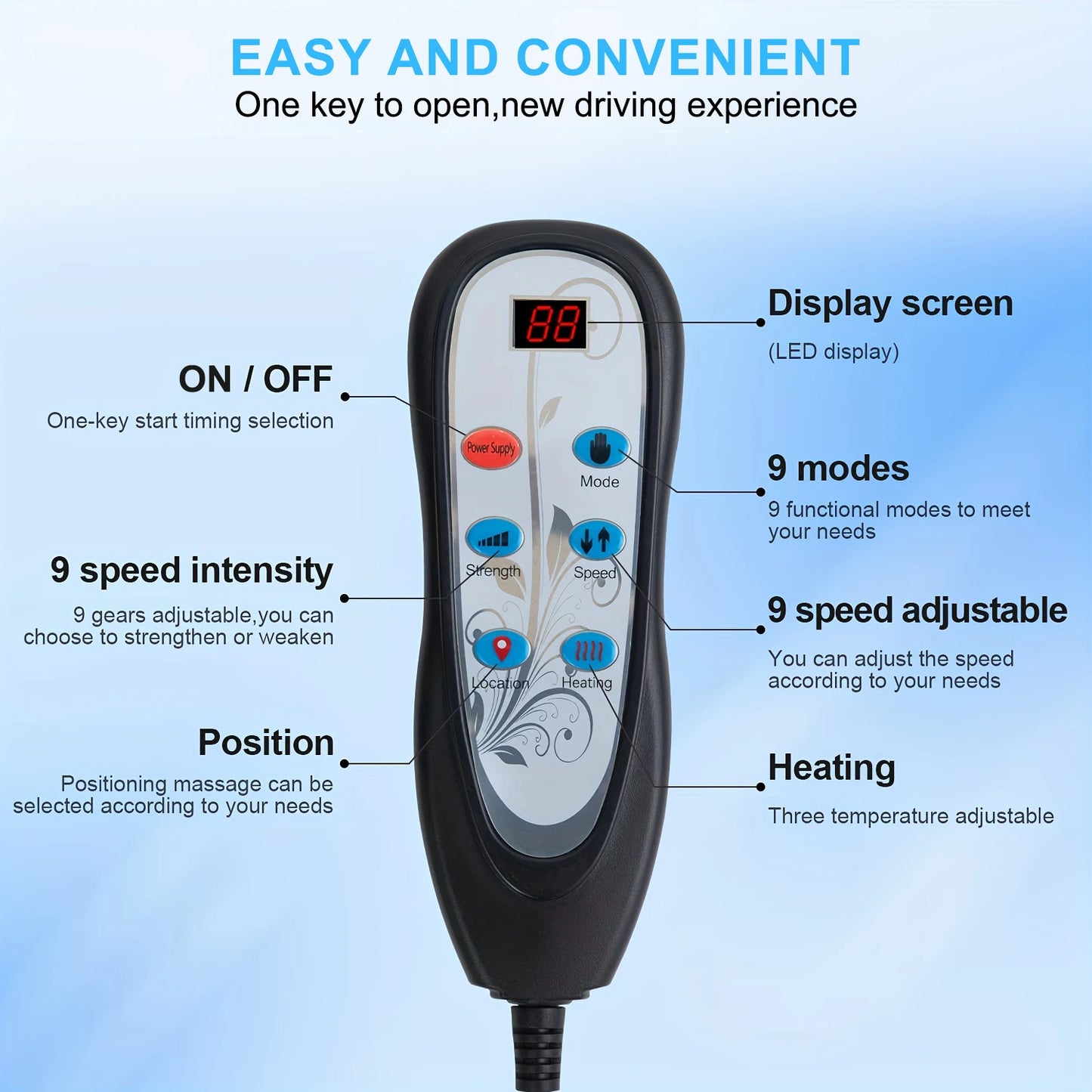 HOMEMASSA Massage Chair Pad With Heat And 9 Modes Relief