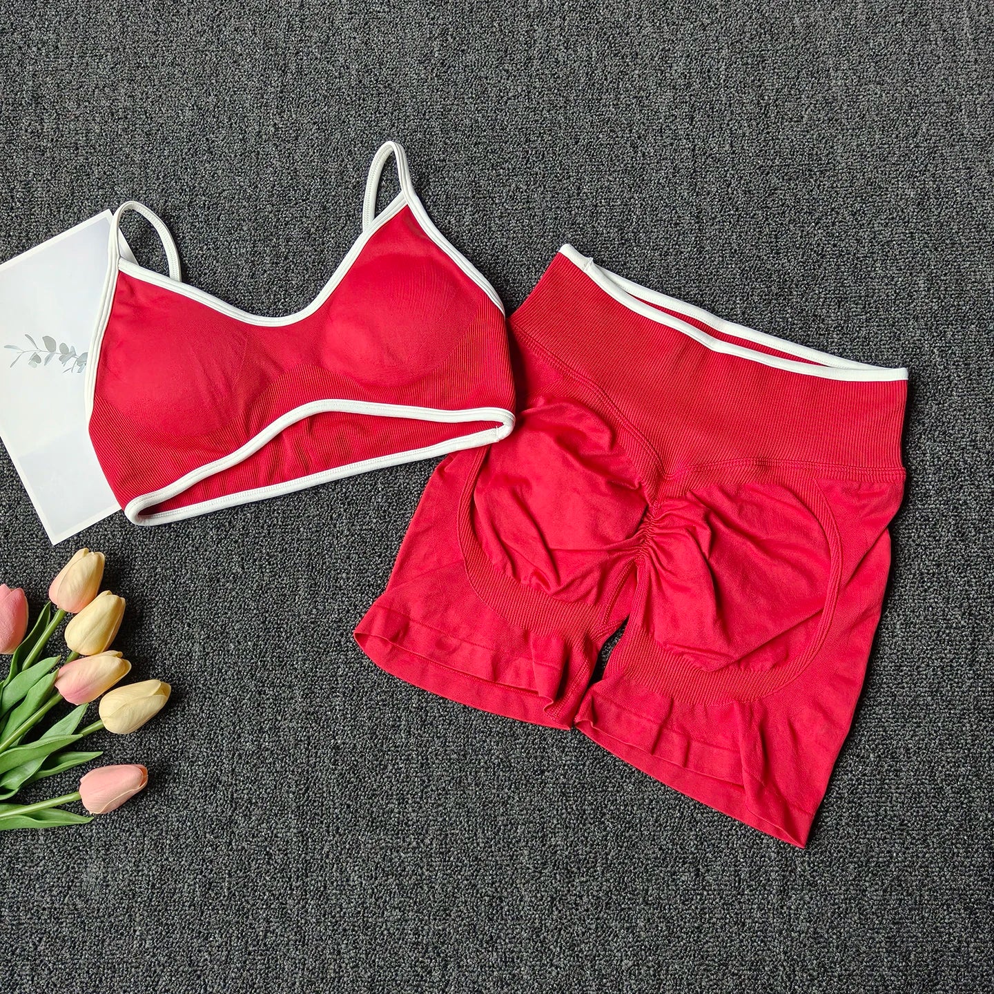 Seamless Yoga Set for Women High Waist Bra and Shorts