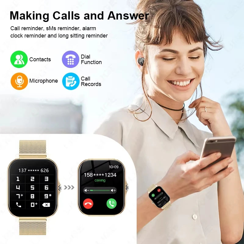 LAXASFIT Smartwatch Bluetooth Calling Heart Rate Monitor Android iOS