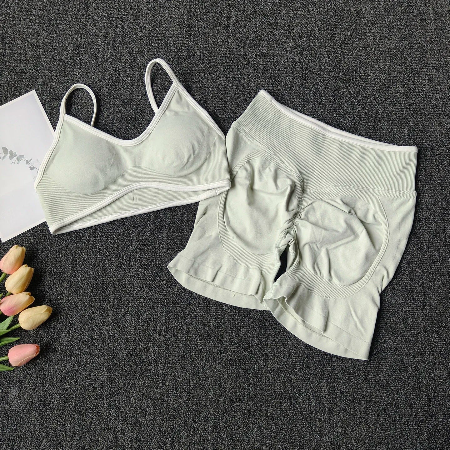 Seamless Yoga Set for Women High Waist Bra and Shorts