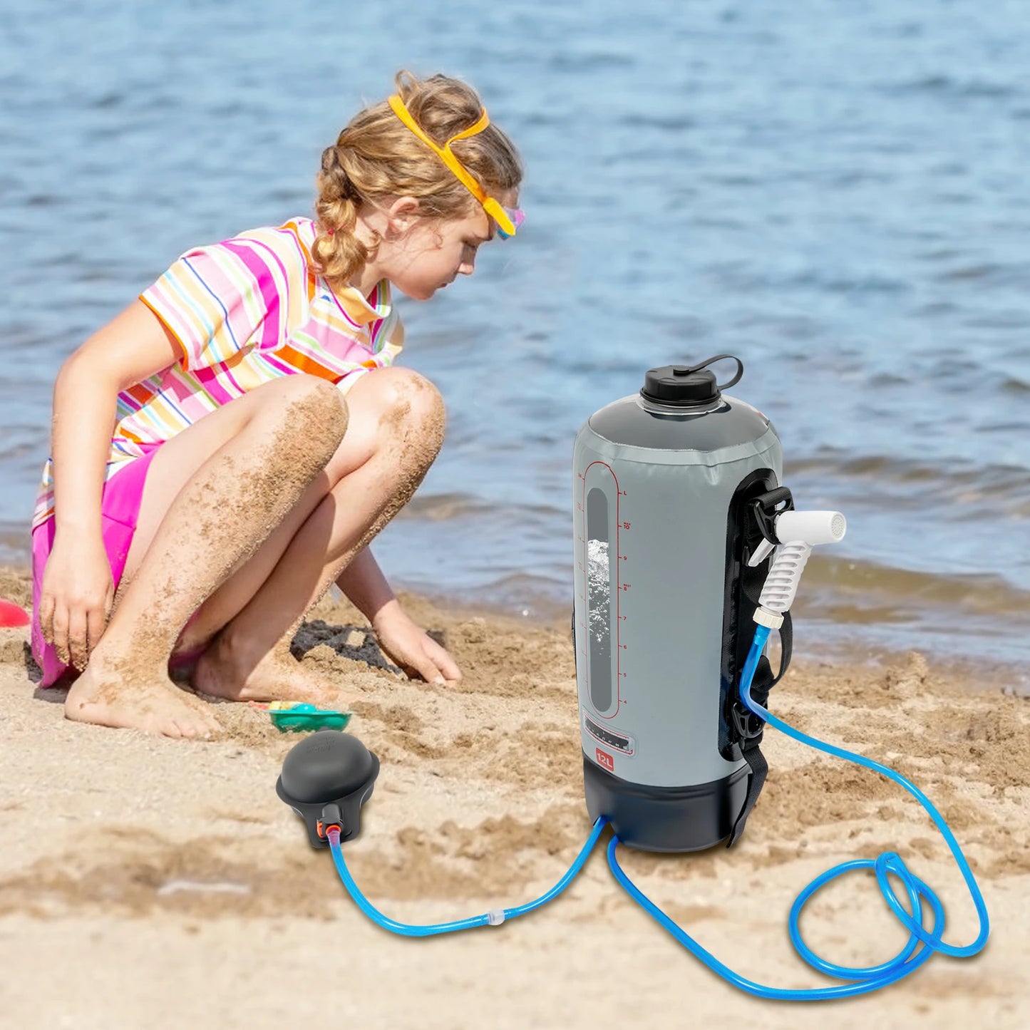 Bymaocar Camping Shower Portable Solar Shower With Pump