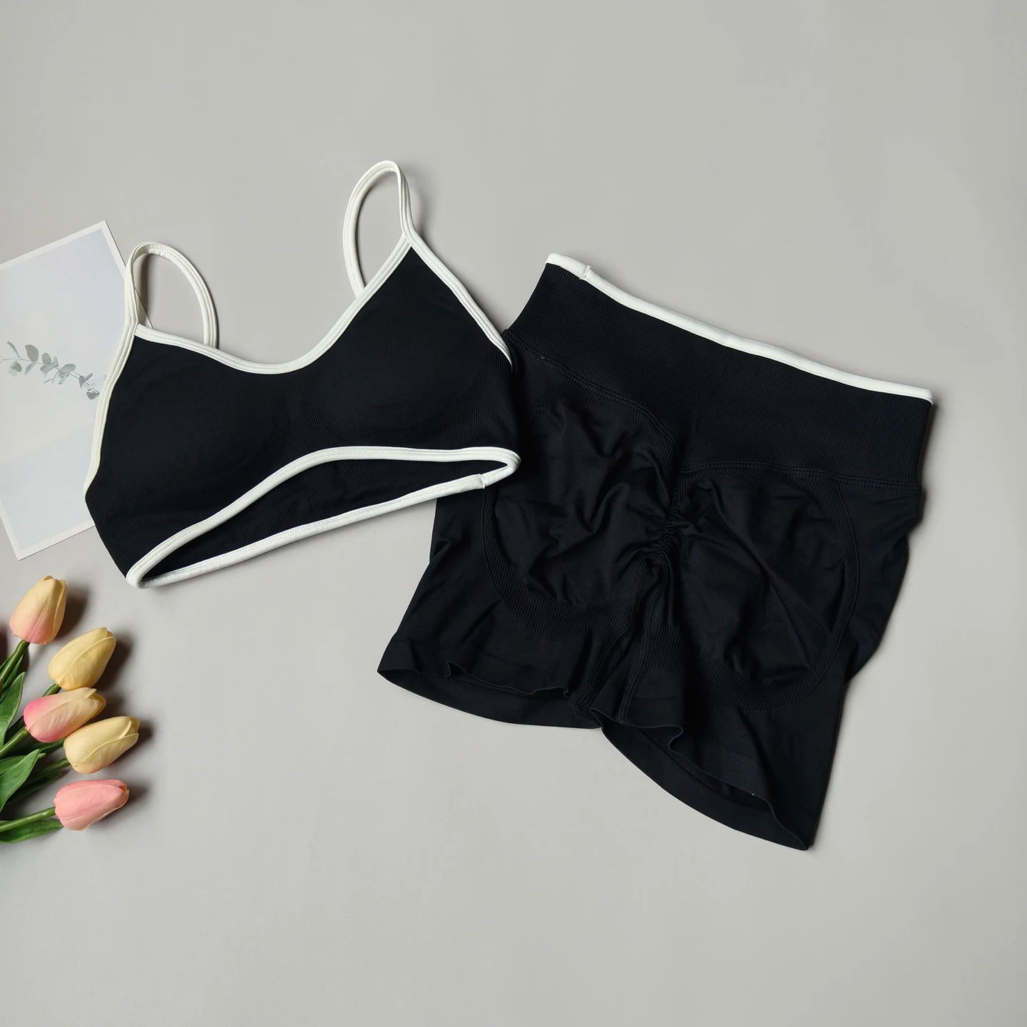 Seamless Yoga Set for Women High Waist Bra and Shorts