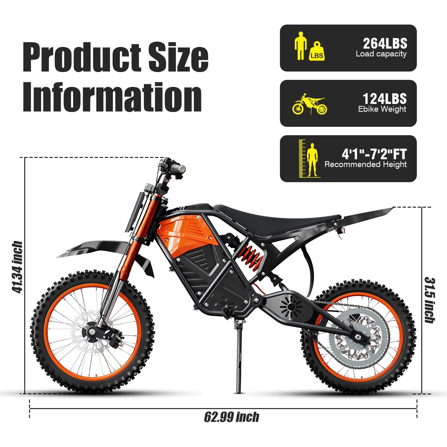 Off Road Electric Motorcycle 3000W 48V Lithium Battery Brushless Bike
