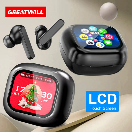 GREATWALL TWS Wireless Earbuds LCD Touch Screen With App