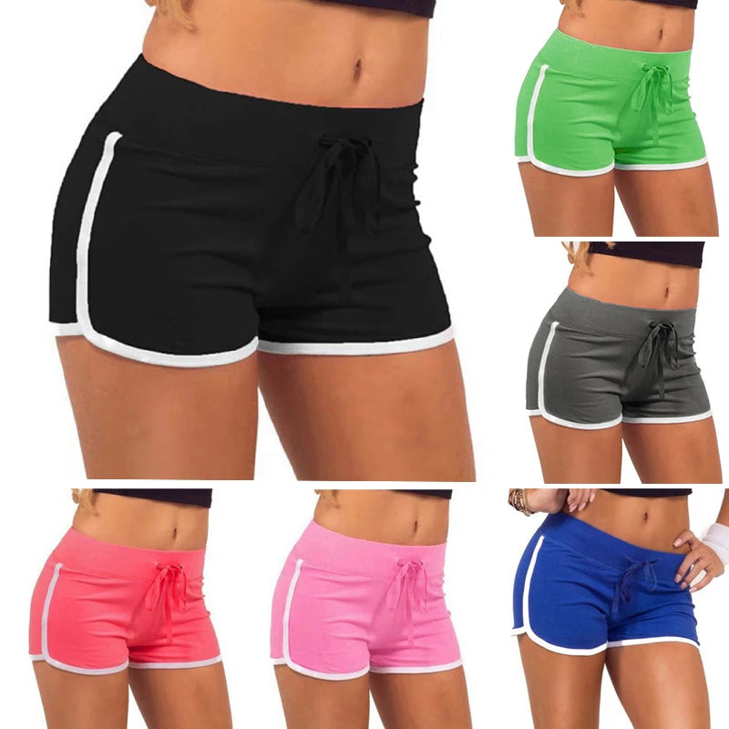 Women Cotton Yoga Shorts Quick Dry Elastic Waist Casual