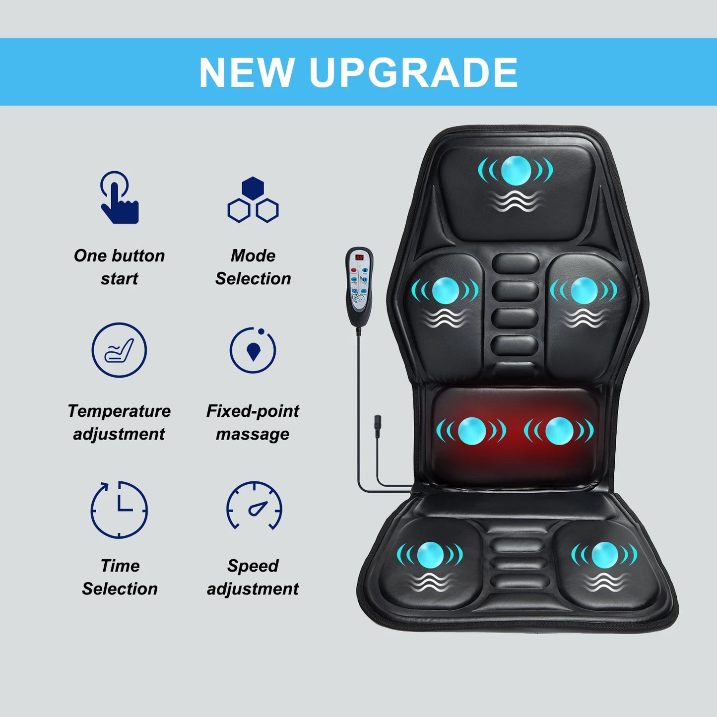 HOMEMASSA Massage Chair Pad With Heat And 9 Modes Relief