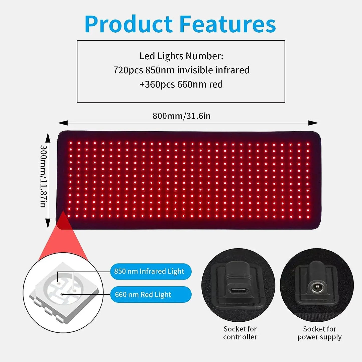 660nm and 850nm Infrared Light Therapy Pad for Pain Relief