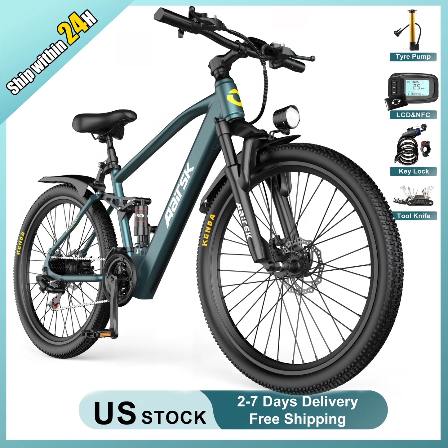 Electric Bike 750W 36V 468Wh Shimano 21 Speed Mountain City