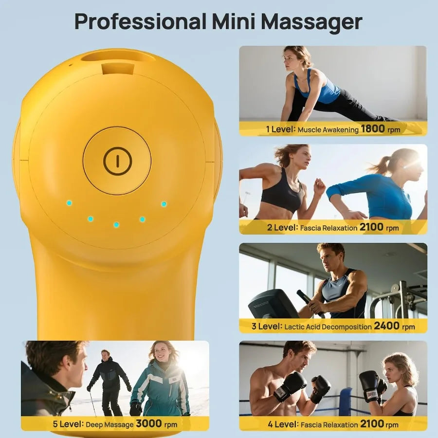 Mini Massage Gun Deep Tissue Percussion Massager With 4 Attachments