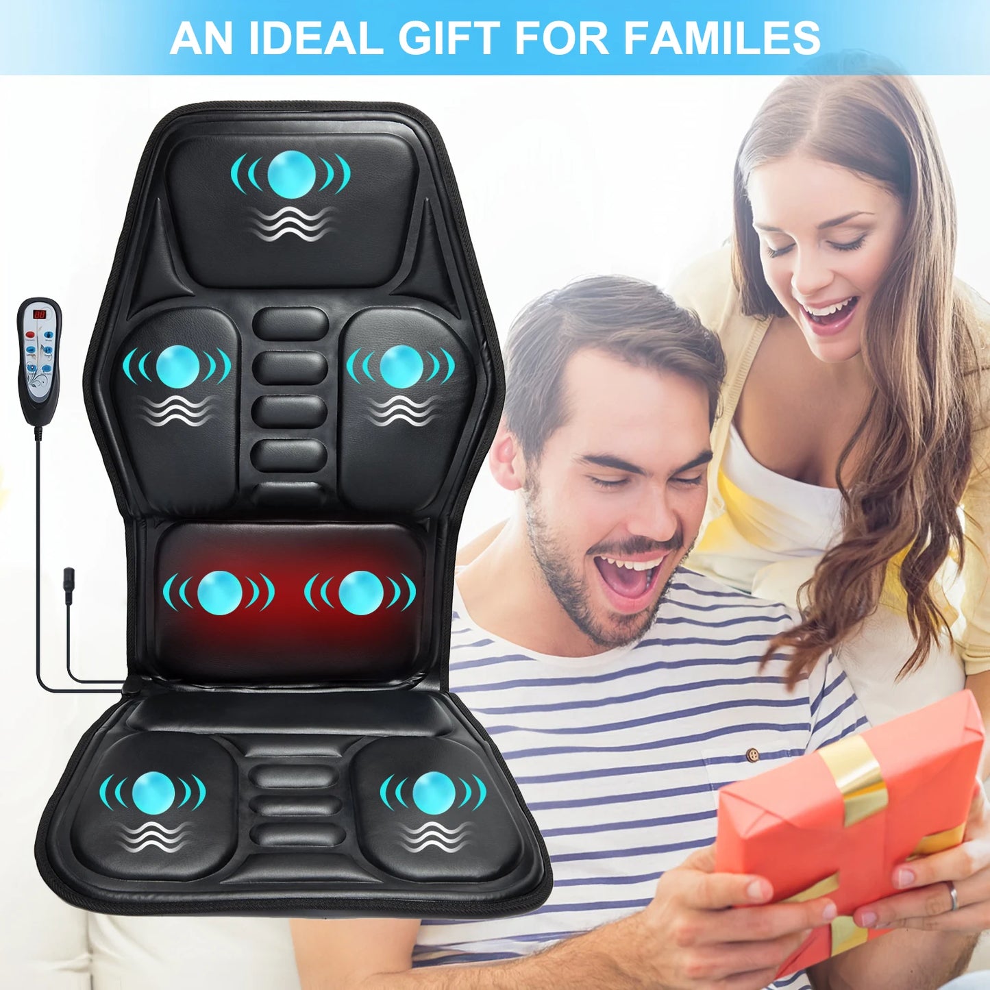 HOMEMASSA Massage Chair Pad With Heat And 9 Modes Relief