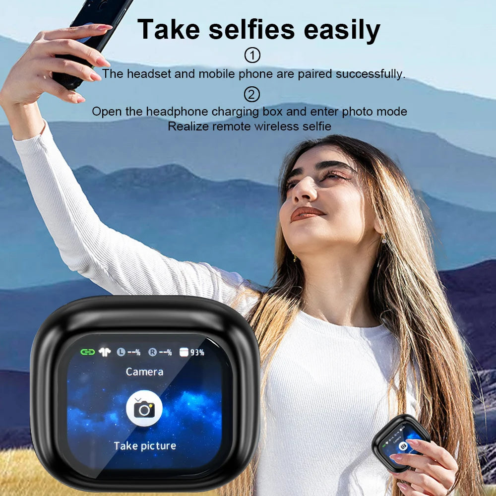 GREATWALL TWS Wireless Earbuds LCD Touch Screen With App