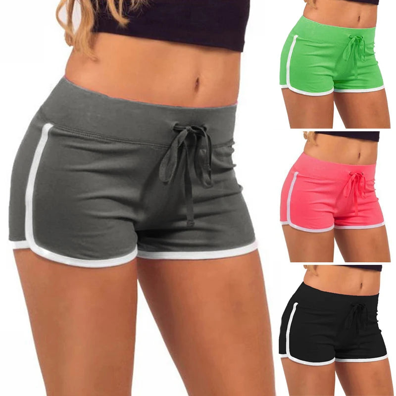 Women Cotton Yoga Shorts Quick Dry Elastic Waist Casual