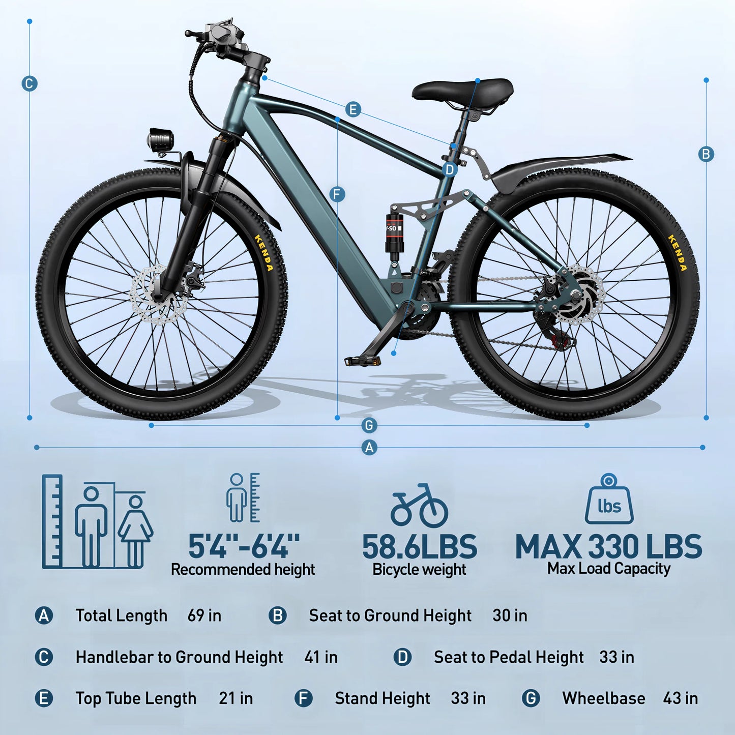 Electric Bike 750W 36V 468Wh Shimano 21 Speed Mountain City