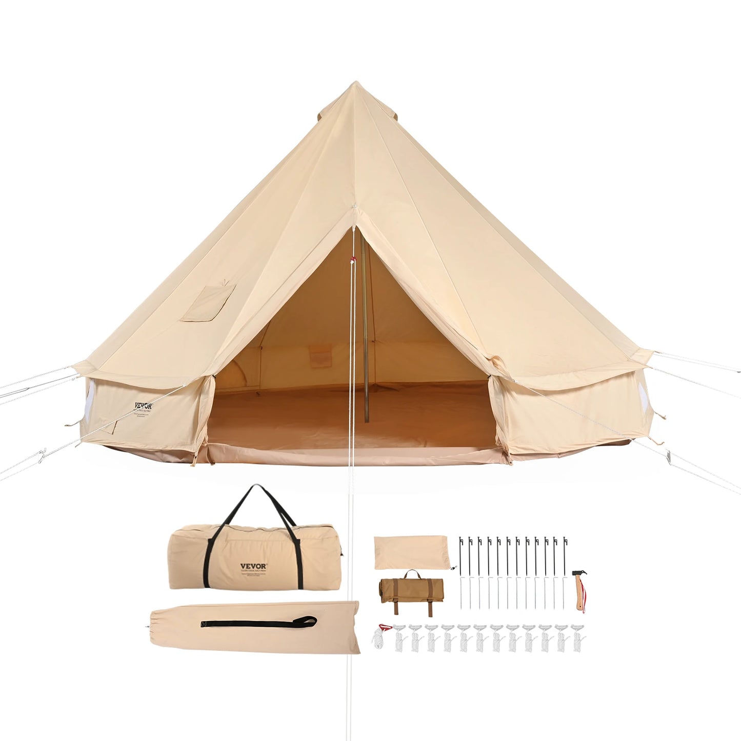 SucceBuy Canvas Bell Tent for Camping Breathable With Stove