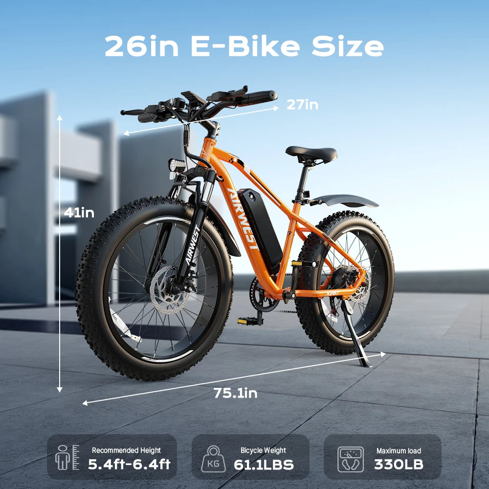 NONEM X26T Fat Tire Electric Mountain Bike 750W Peak 48V