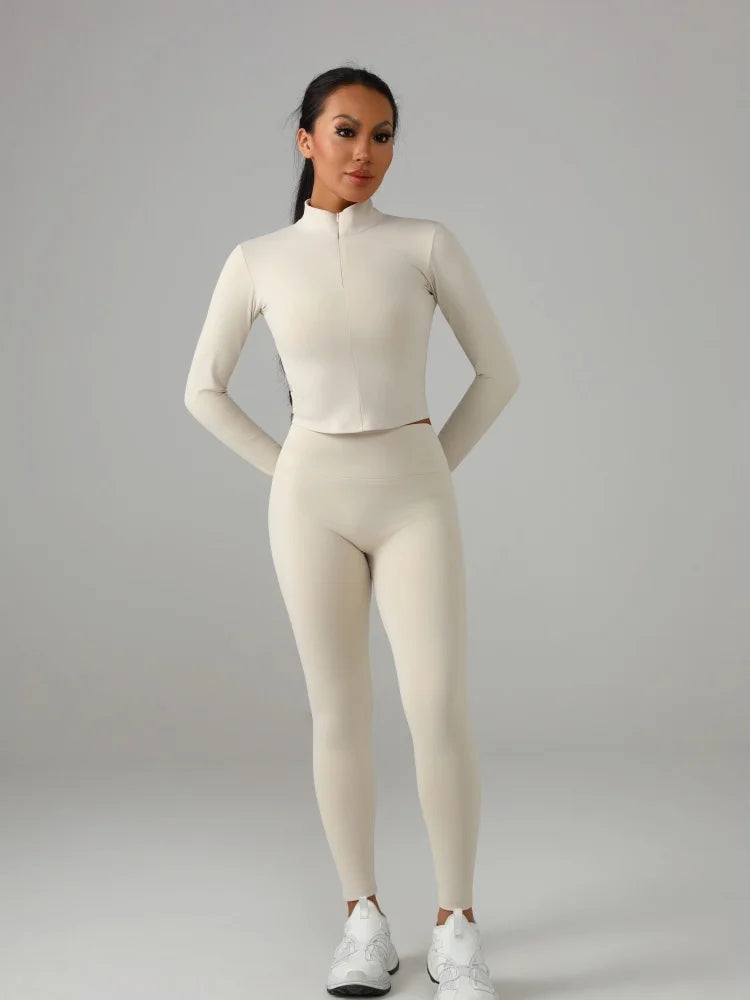 Women's Yoga Set Knit Polyester Fitted Performance Workout Wear