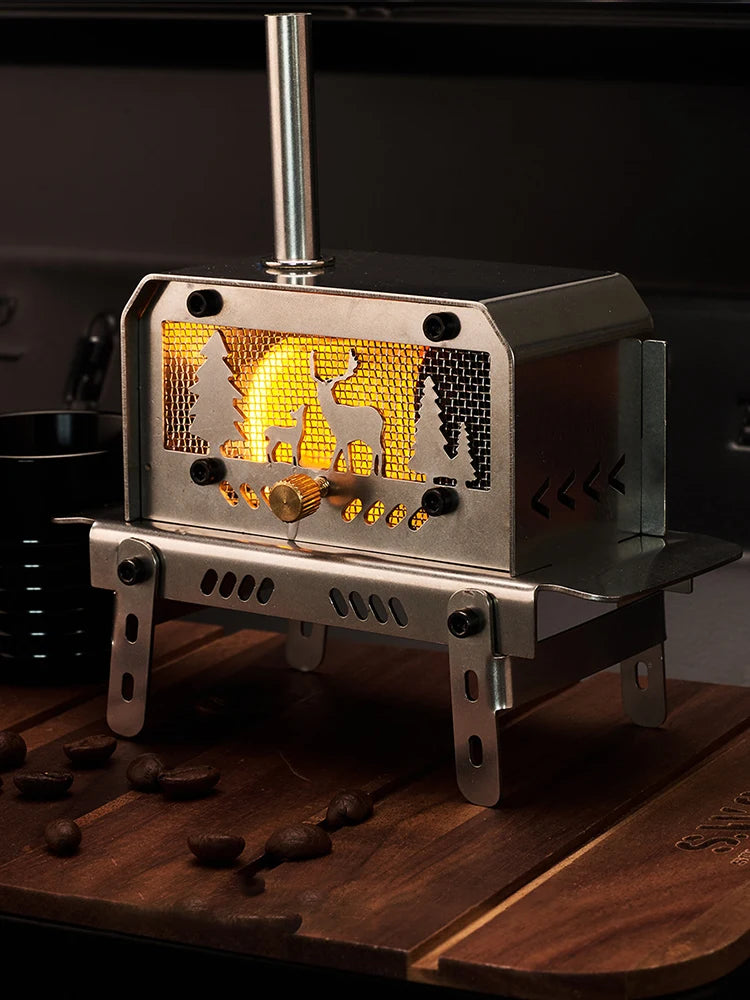 Outdoor Stainless Steel Wood Burning Stove With Chimney For Camping