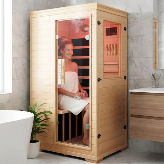 1 Person Infrared Sauna 1050W Heating Bluetooth Chromotherapy Oxygen Ionizer
