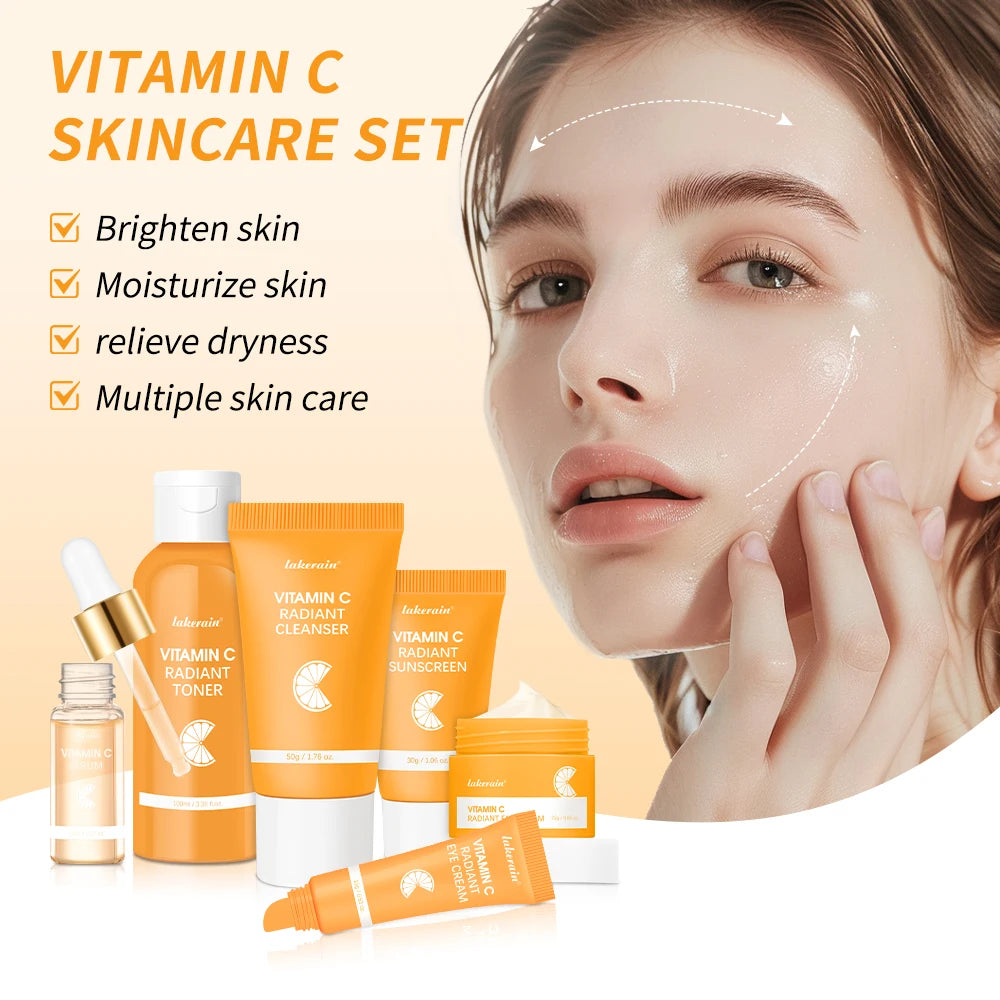 Lakerain Vitamin C Skin Care Set 6pcs Kit Brightening