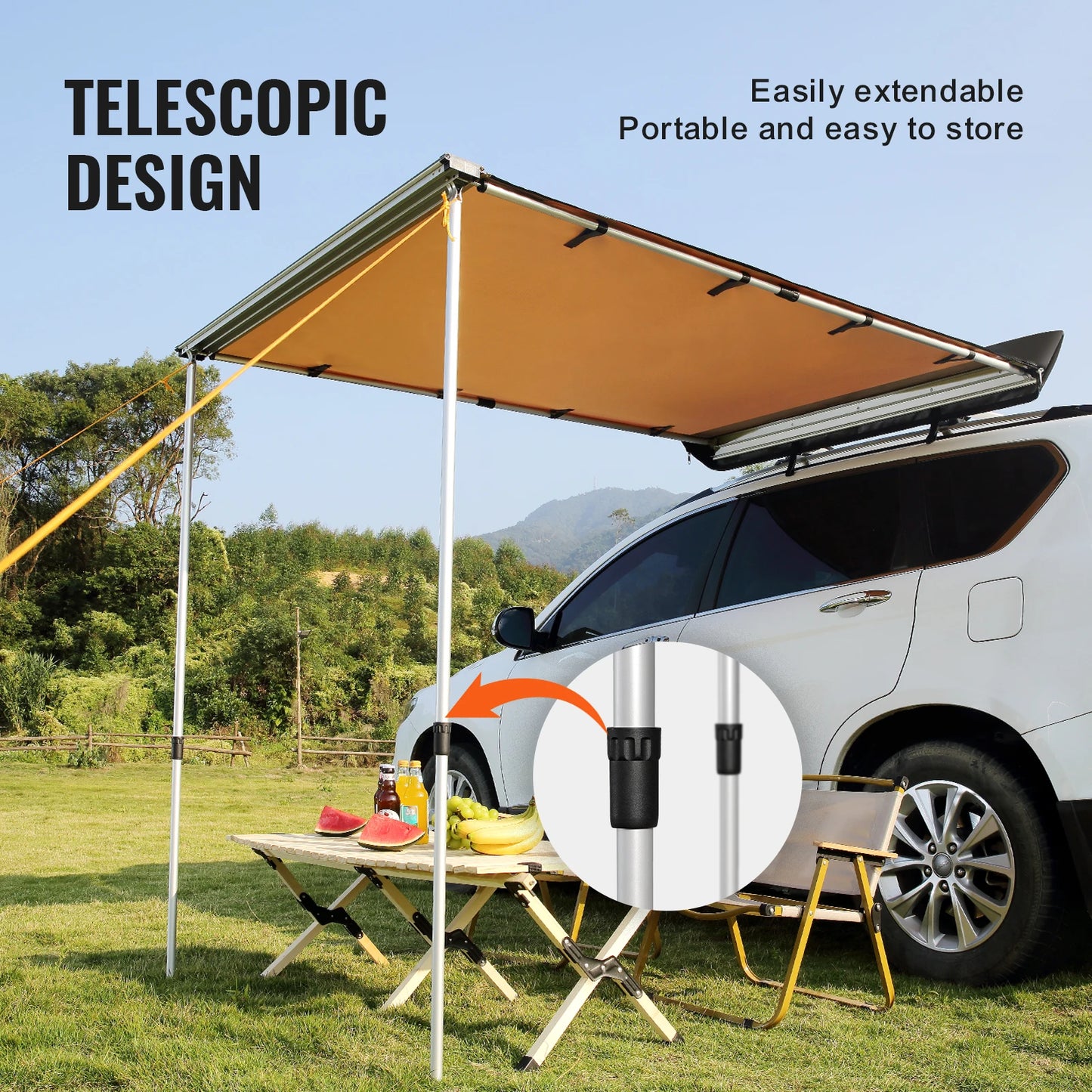SucceBuy Vehicle Awning Retractable Car Side Shelter For Campers