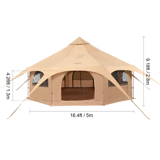 SucceBuy Canvas Bell Tent for Camping Breathable With Stove