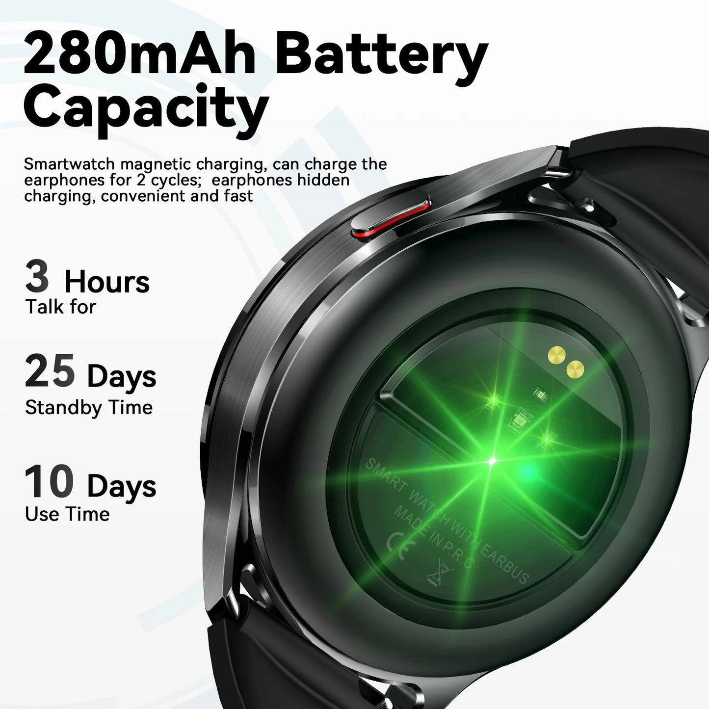 EIGIIIS Smart Watch With Earbuds Bluetooth Fitness Heart Rate Tracker