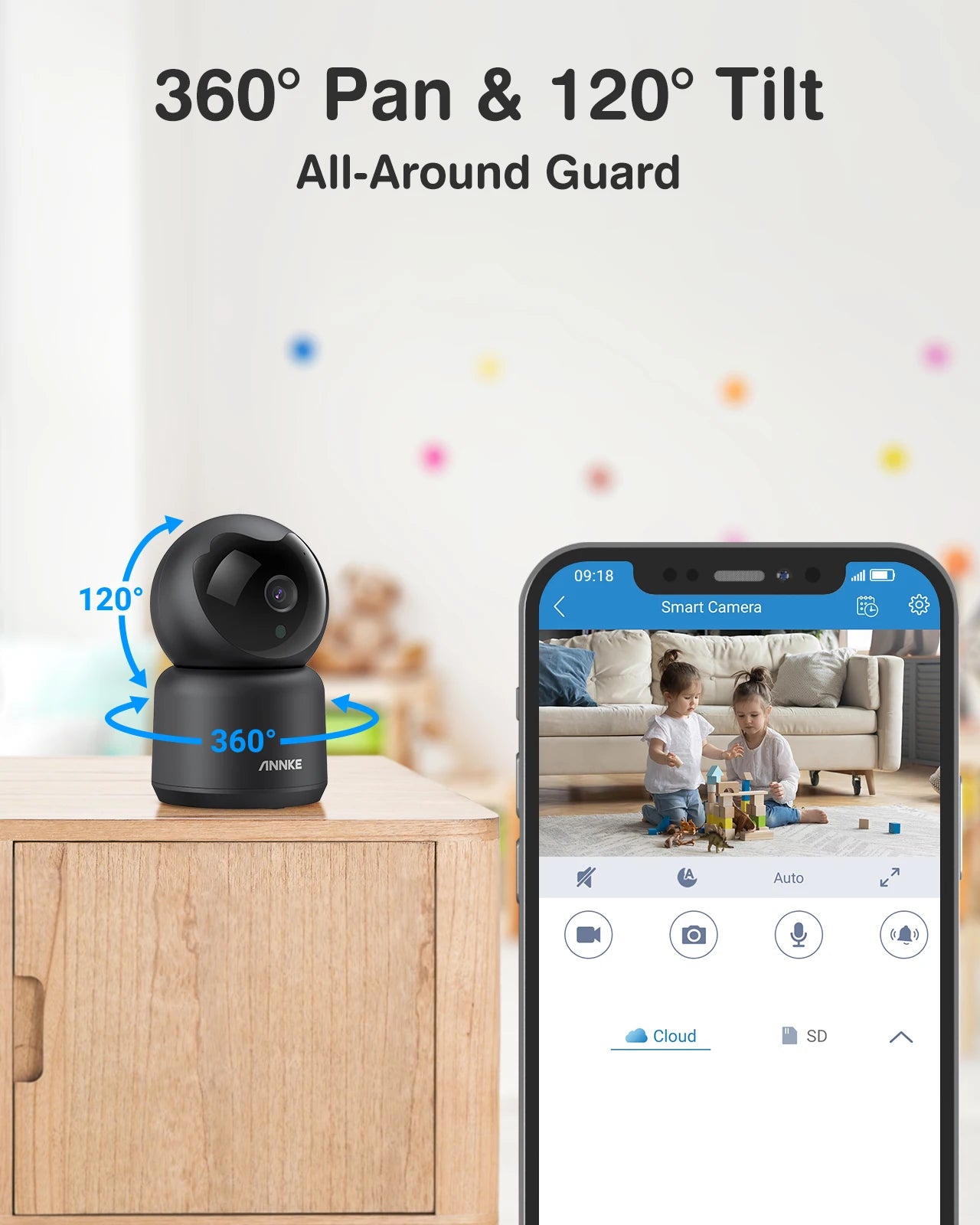 ANNKE 3MP WiFi PT Indoor Baby Monitor With Two-Way Audio