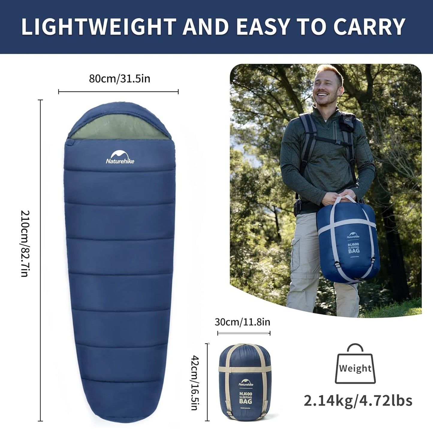 Naturehike Mummy Sleeping Bags MJ300 MJ600 Ultra Warm Camping