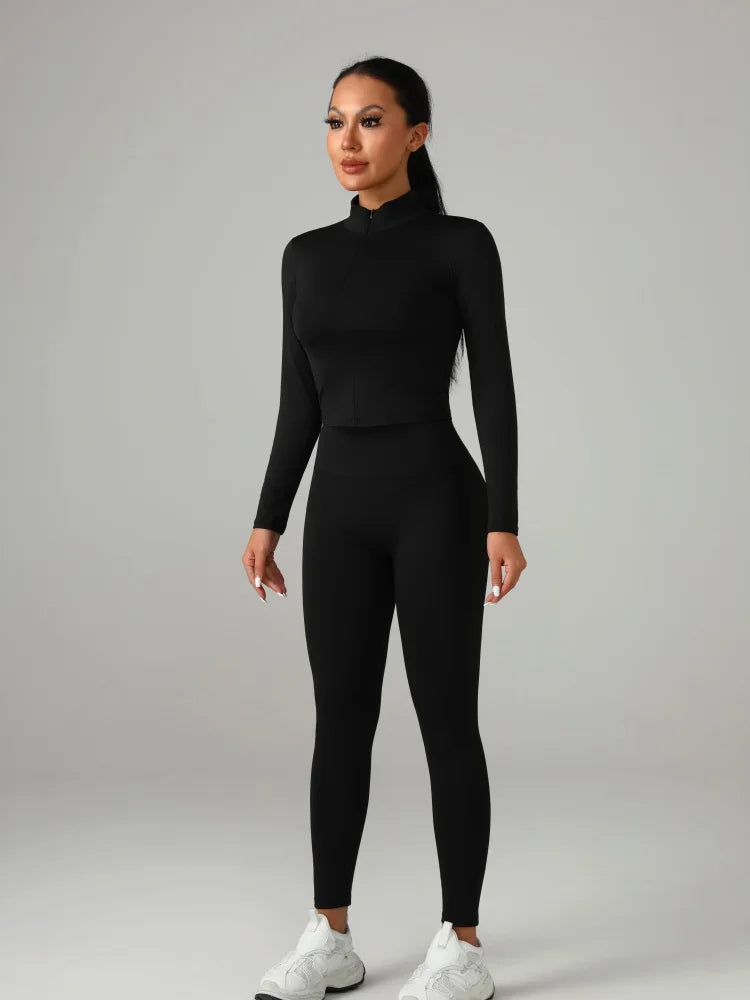 Women's Yoga Set Knit Polyester Fitted Performance Workout Wear