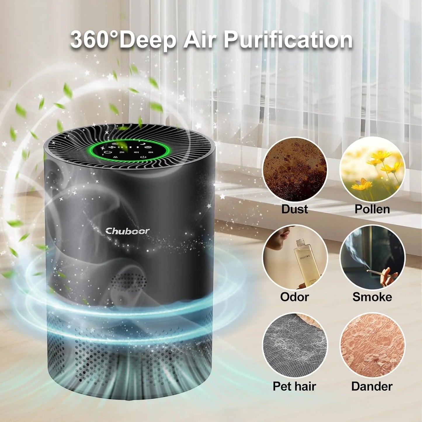 Chuboor H13 True HEPA Air Purifier Smoke Dust PM25