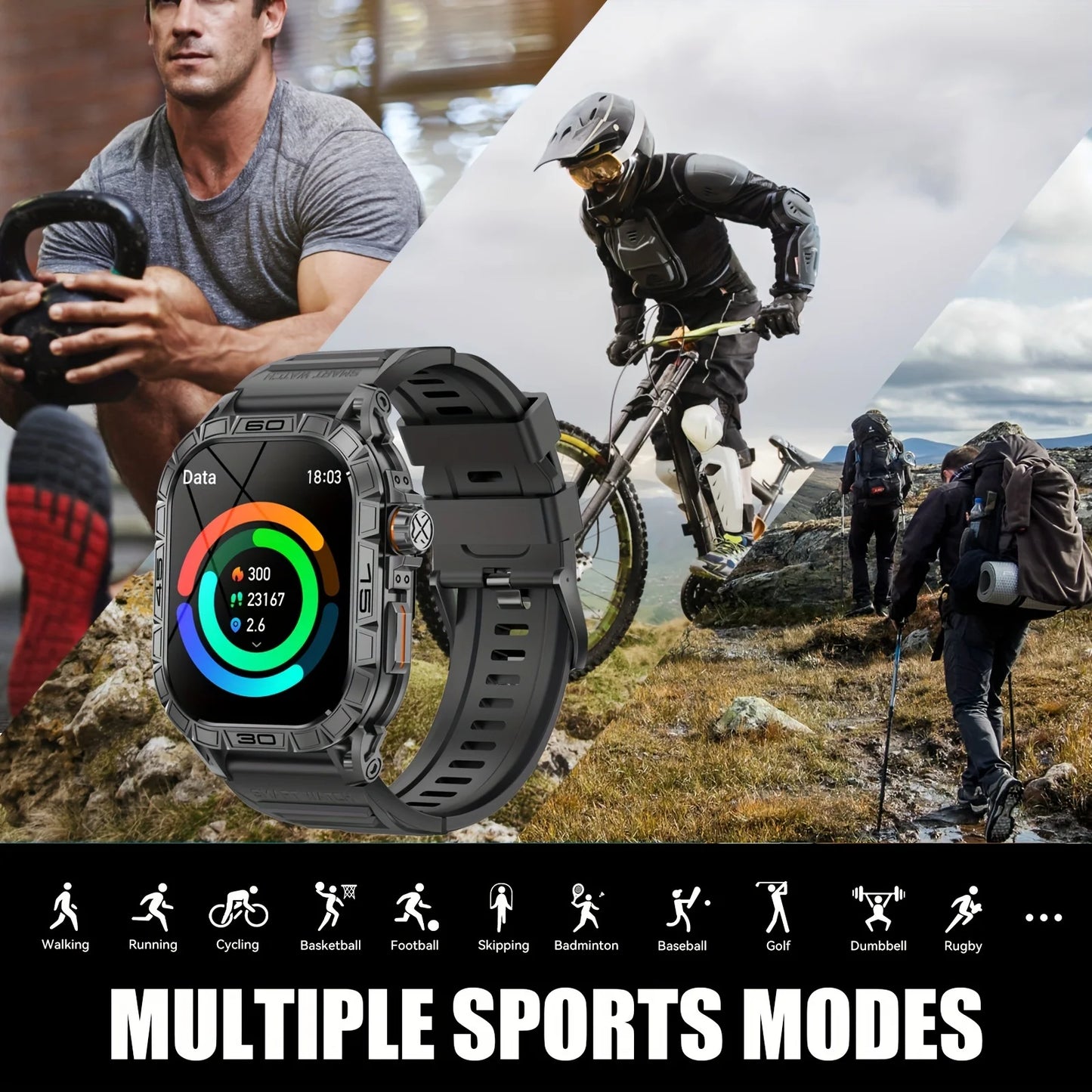 LaNikar Smart Watch K63 With 100 Plus Sport Modes IP68 Waterproof HR BP